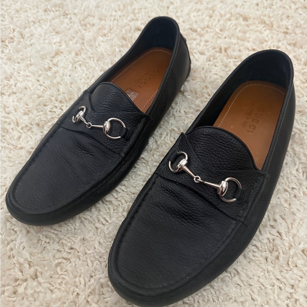 Gucci Black Leather Men’s driver loafer size 11